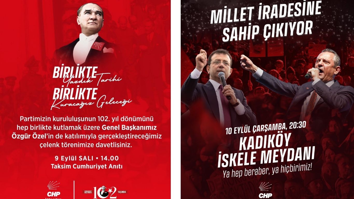 CHP’nin 102.yılı: Taksim’de tören, Kadıköy’de miting